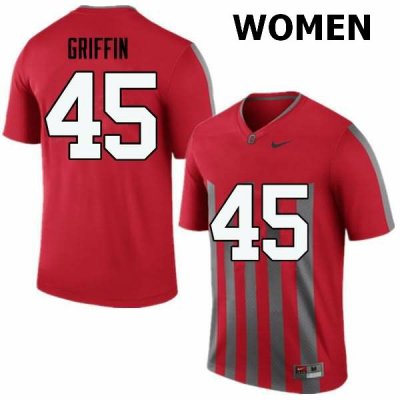 NCAA Ohio State Buckeyes Women's #45 Archie Griffin Throwback Nike Football College Jersey PLH2245EW